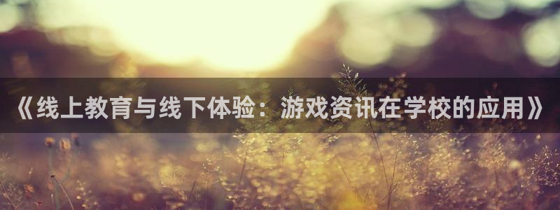 辉达娱乐官方平台：《线上教育与线下体验：游戏资讯在学校的应用
